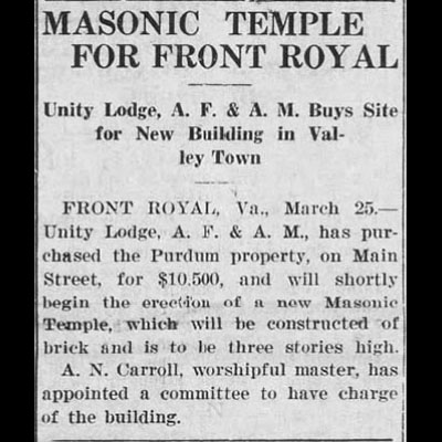 Masonic Temple for Front Royal