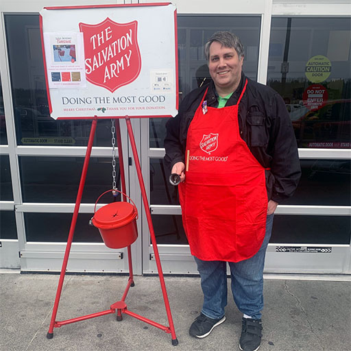 Lewis Moten rings the bell for the Front Royal Salvation Armies' Red Kettle Campaign on December 1, 2023 at Walmart.