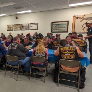 Widow's Sons enjoy a good meal on the 2nd Annual Grand Master's Ride stop at Unity Masonic Lodge No 146 on August 5, 2023