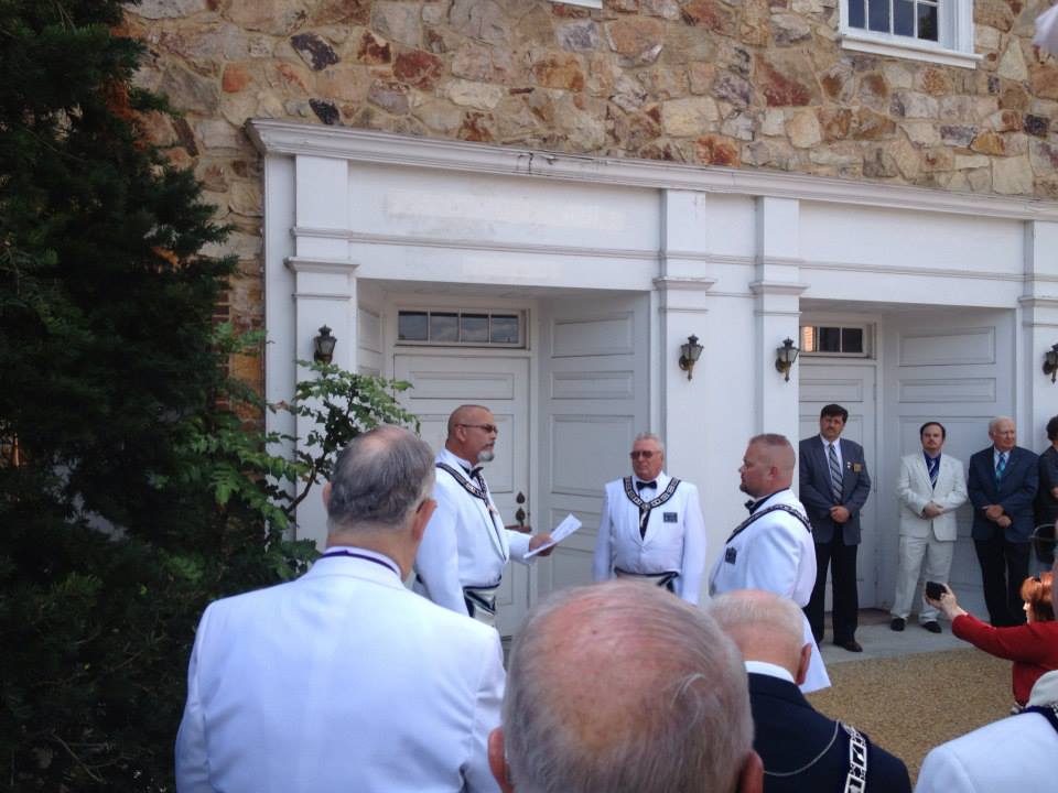 Members of Unity Lodge 146 conduct the cornerstone ceremony.