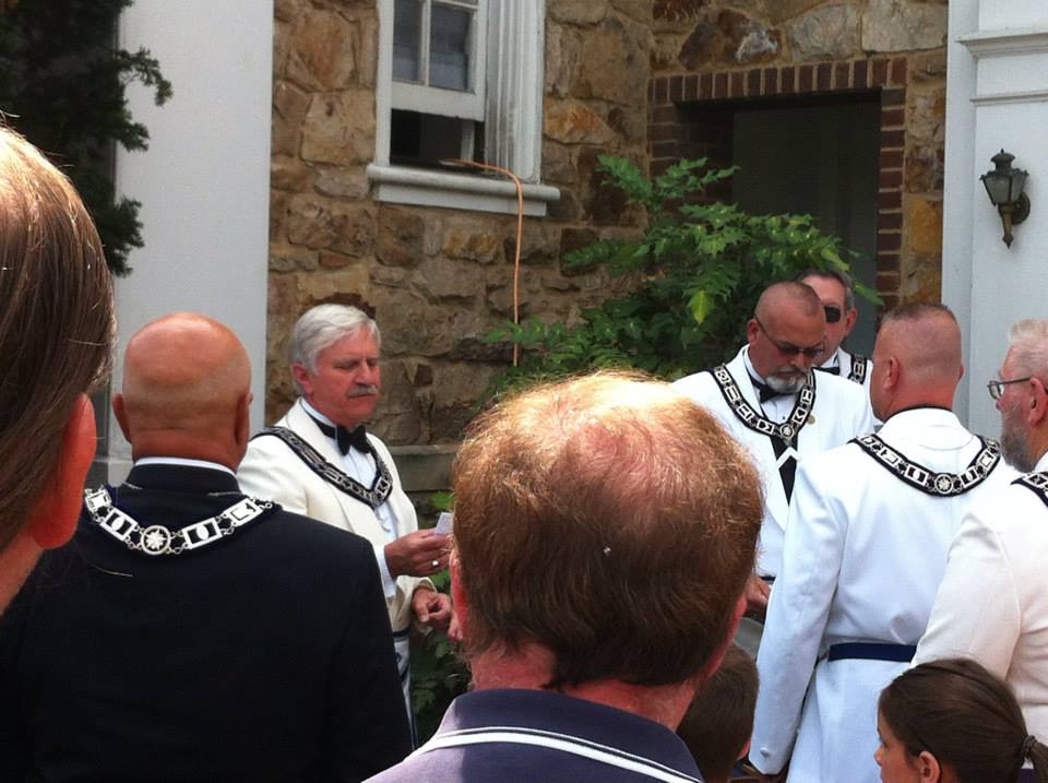 Members of Unity Lodge 146 conduct the cornerstone ceremony.