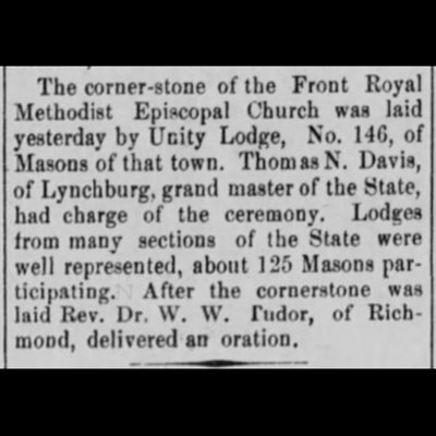 Front Royal Methodist Episcopal Church Corner-Stone&nbsp;Laying