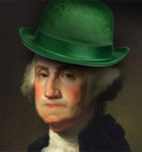 America's first President, George Washington, wearing a green hat on St. Patrick's Day.