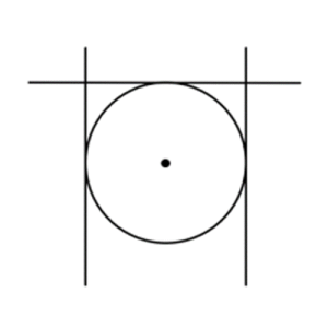 Circumpunct with 2 vertical parallel lines, and a horizontal line across the top.