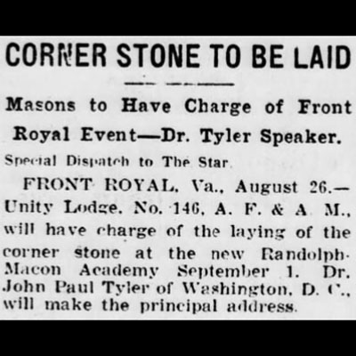 Randolph Macon Academy Cornerstone Laying