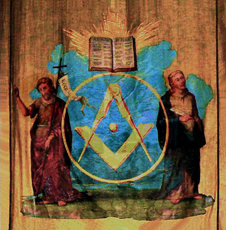 The Holy Saints John The Baptist and Saint John The Evangelist with Circumpunct and Freemasonry emblem