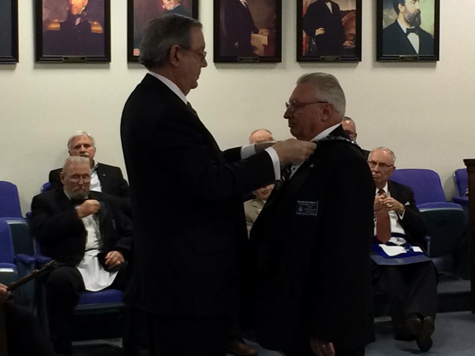 Wes Hammack is installed as the Lodge's Worshipful Master.