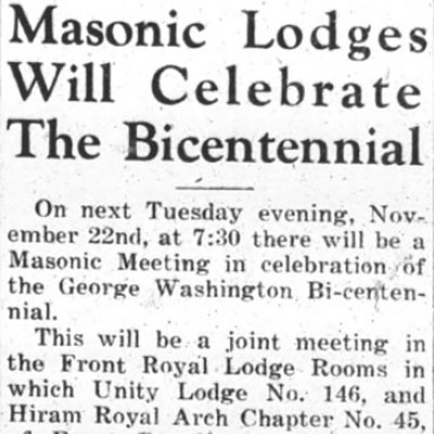 Masonic Lodges Will Celebrate The&nbsp;Bicentennial