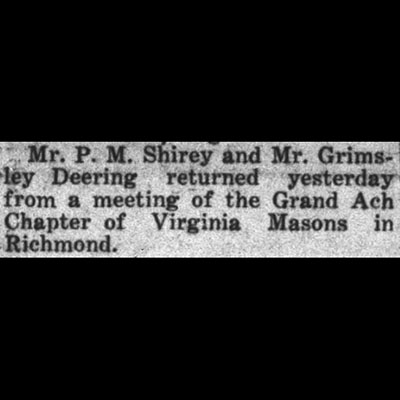 Returned from Grand Arch Chapter of Virginia Masons