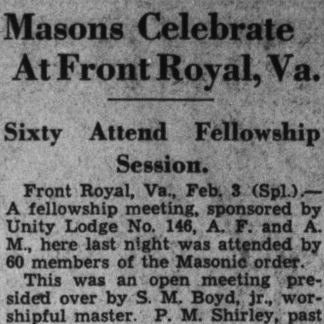 Masons Celebrate At Front Royal,&nbsp;Va.