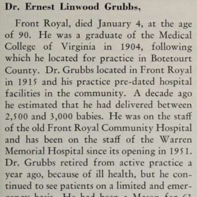 Dr. Ernest Linwood&nbsp;Grubbs