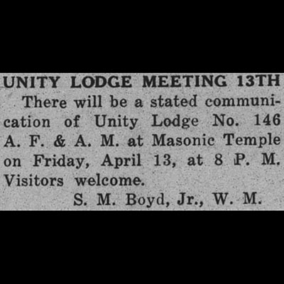 Unity Lodge Meeting&nbsp;13th