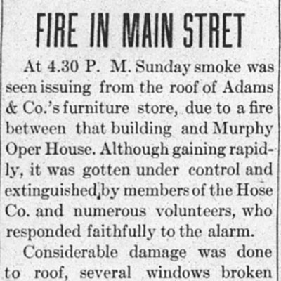 Fire In Main&nbsp;Street
