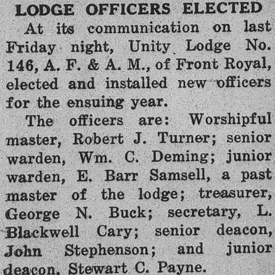 Lodge Officers Elected