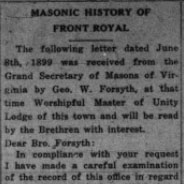 Masonic History of Front&nbsp;Royal