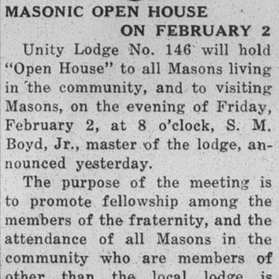 Masonic Open House On February&nbsp;2