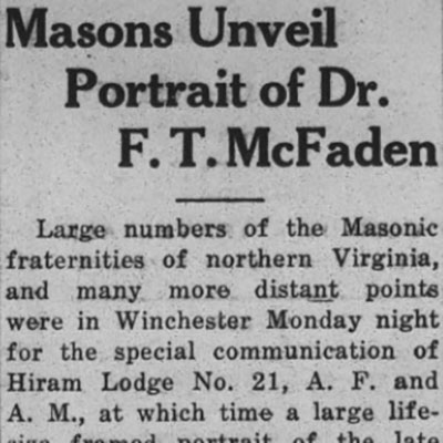 Masons Unveil Portrait of Dr. F. T.&nbsp;McFaden