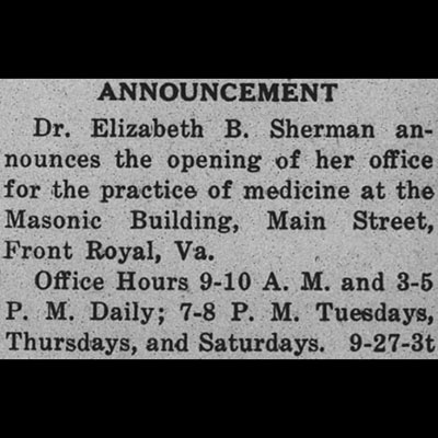 Dr. Elizabeth B. Sherman&nbsp;Opening